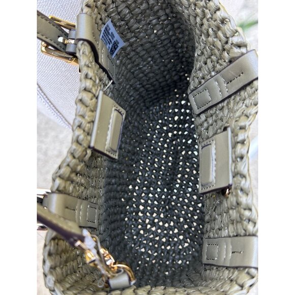 Michael Kors Safari Green Quinn Extra Small North South Straw Tote 32S5GQNC0W - Picture 6 of 16